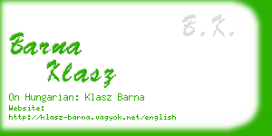 barna klasz business card